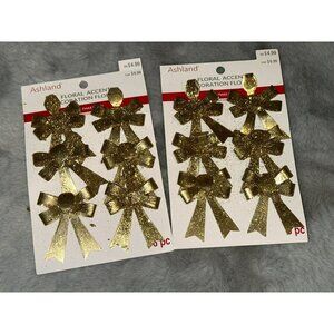 3 for $15 Ashland Gold Floral Bow Accent 6 ct. Lot of 2 Packs (12 total)